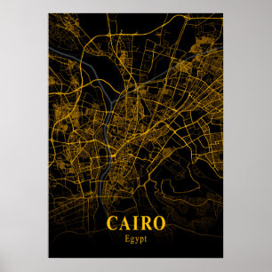Caïro - Egypt Gold City Map Poster