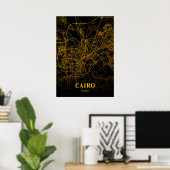 Caïro - Egypt Gold City Map Poster (Thuiskantoor)