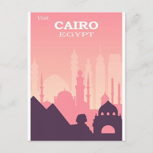 Cairo Egypt Pink Vintage Travel Poster Briefkaart (Voorkant)