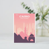 Cairo Egypt Pink Vintage Travel Poster Briefkaart (Staand voorkant)