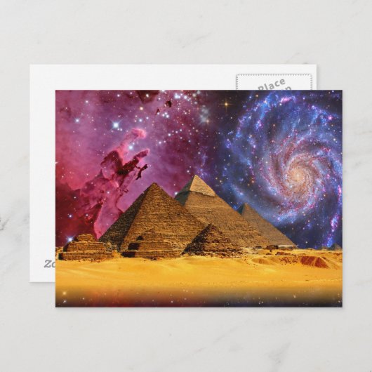 Caïro Egypt Pyramids Galaxy Briefkaart (Voorkant / Achterkant)