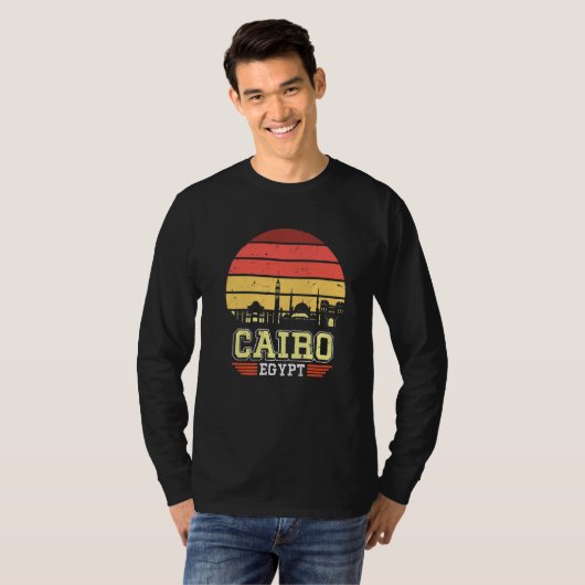 Caïro Egypt Retro  Sunset Skyline Cairo T-shirt (Voorkant volledig)