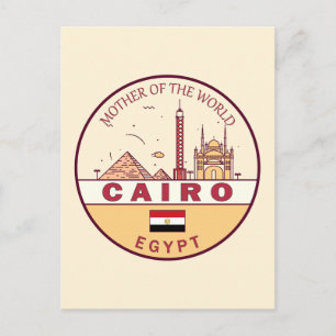 Cairo Egypte City Skyline Embleem Briefkaart
