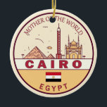 Cairo Egypte City Skyline Embleem Keramisch Ornament<br><div class="desc">Cairo minimalistisch,  kleurrijk kunstontwerp met monumenten en bezienswaardigheden van de stad in Egypte.</div>