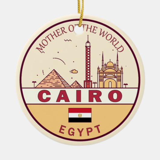 Cairo Egypte City Skyline Embleem Keramisch Ornament (Voorkant)