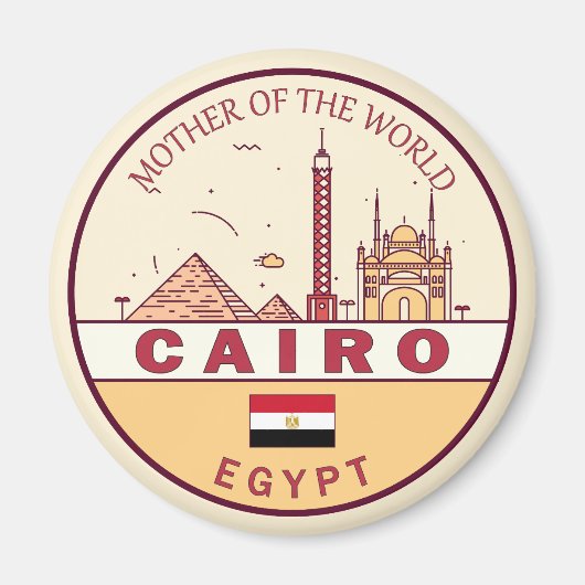 Cairo Egypte City Skyline Embleem Magneet (Voorkant)
