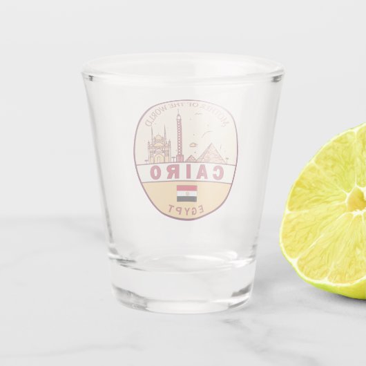 Cairo Egypte City Skyline Embleem Shot Glas (Achterkant)