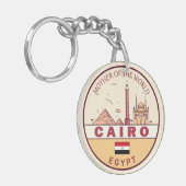 Cairo Egypte City Skyline Embleem Sleutelhanger (Voorkant Links)
