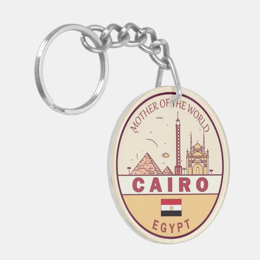 Cairo Egypte City Skyline Embleem Sleutelhanger (Voorkant Links)
