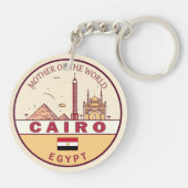 Cairo Egypte City Skyline Embleem Sleutelhanger (Achterkant)