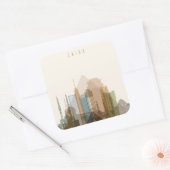 Caïro, Egypte | City Skyline Vierkante Sticker (Envelop)