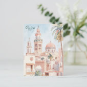 Caïro Egypte Gouache Schilderillustratie Reizen Briefkaart (Staand voorkant)