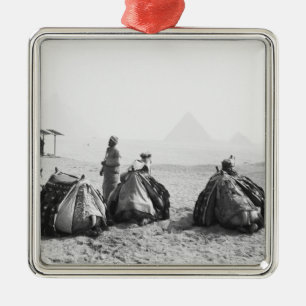 Caïro Egypte, Kameel Jockeys Giza Piramides (NR) Metalen Ornament