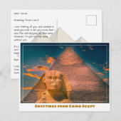 Caïro Egypte met Sphinx Briefkaart (Voorkant / Achterkant)