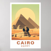 Caïro Egypte Piramides & Sfinx Reis Retro Kunst