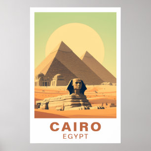 Caïro Egypte Piramides & Sfinx Reis Retro Kunst Poster