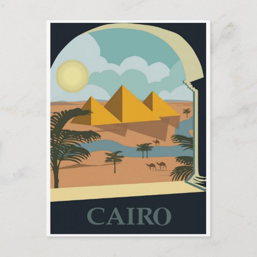 Caïro Egypte piramides Vintage reizen Briefkaart (Voorkant)