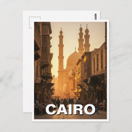 Caïro Egypte Reizen Briefkaart (Voorkant / Achterkant)