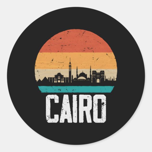 Caïro Egypte skyline Caïro Ronde Sticker (Voorkant)