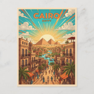 Caïro Egypte Vintage Reisansichtkaart met Piramide Briefkaart