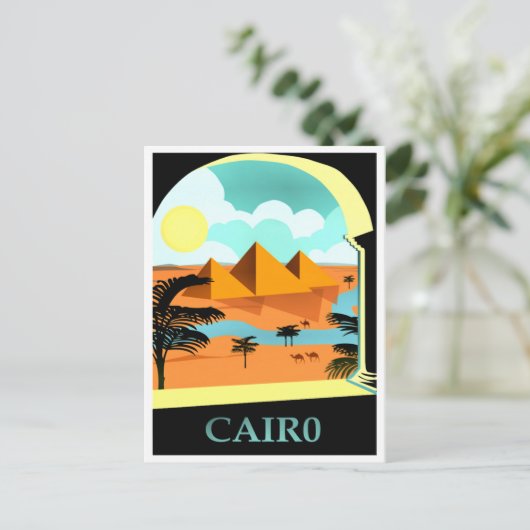 Cairo, Egypte vintage reisposter Briefkaart (Staand voorkant)