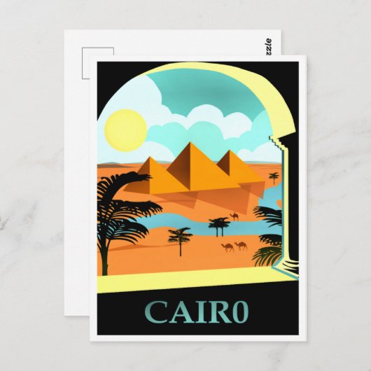 Cairo, Egypte vintage reisposter Briefkaart (Voorkant / Achterkant)