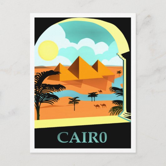 Cairo, Egypte vintage reisposter Briefkaart (Voorkant)