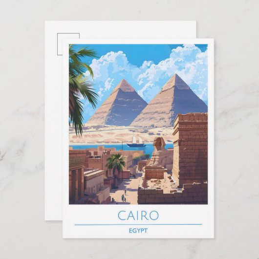 Caïro Egypte Vintage Reizen Briefkaart (Voorkant / Achterkant)