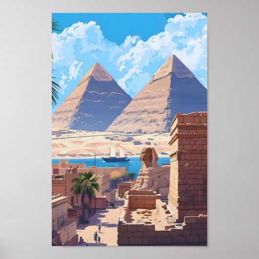 Caïro Egypte Vintage Reizen Poster (Voorkant)