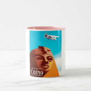 Caïro Egypte Vintage stijl reisposter Tweekleurige Koffiemok