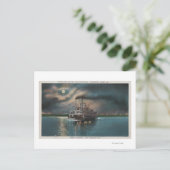 Cairo, IL - Nacht Uitzicht van Steamer op Miss. ri Briefkaart (Staand voorkant)