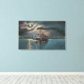 Cairo, IL - Nacht Uitzicht van Steamer op Miss. ri Canvas Afdruk (Insitu (Houten vloer))