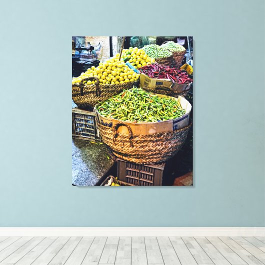 Cairo Khan el Khalili Bazaar Food Canvas Afdruk (Insitu (Houten vloer))