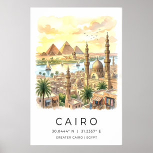 Caïro Landschapsprint Iconische Oriëntatiepunten e Poster