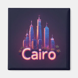 Cairo Neon Silhouet Met Moderne Wolkenkrabbers Magneet