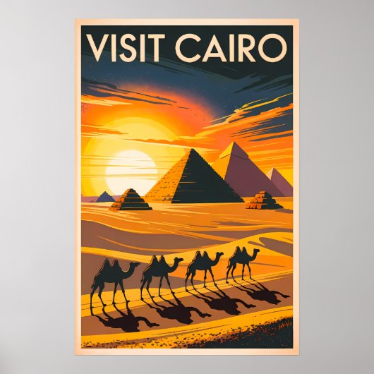 Caïro – Piramides bij zonsondergang Poster (Voorkant)