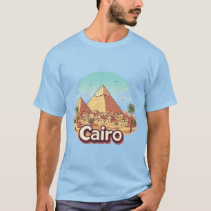 Cairo Piramides Egyptisch Woestijn Stadsgezicht T-shirt