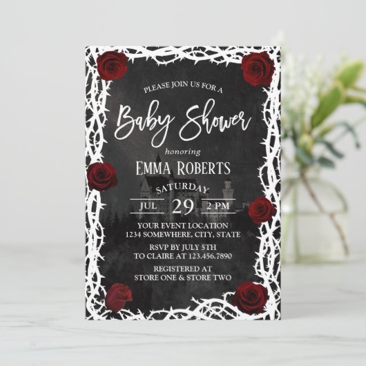 Caïro Red Rose Thorn Lijst Baby shower Kaart (Staand voorkant)
