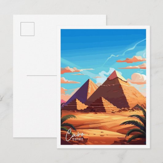 Caïro -  reisillustratie briefkaart (Voorkant / Achterkant)