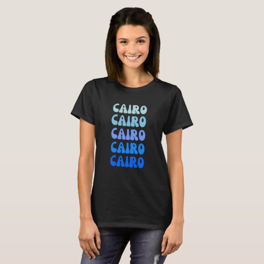 Caïro Retro Naam Stack Ontwerp T-shirt (Voorkant volledig)