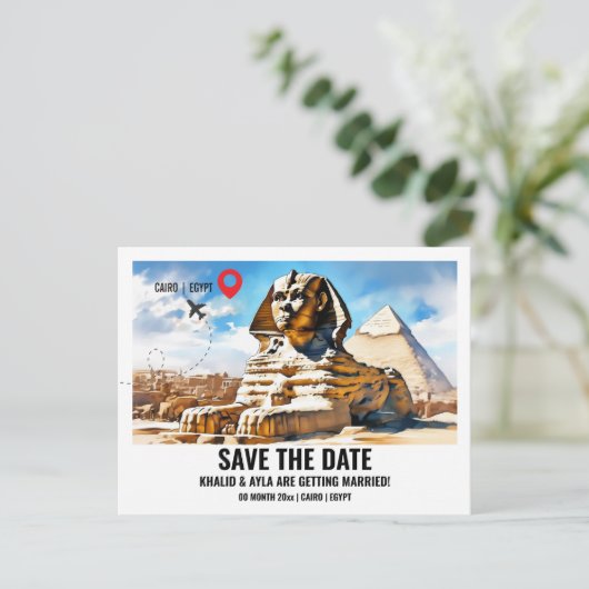 Caïro Sphinx piramide foto save datum bestemming Briefkaart (Staand voorkant)