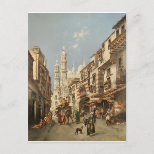 Cairo Straatscène Max Rabes Fijne Kunst Canvas Briefkaart (Voorkant)