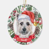 Caïro Terrier Custom Santa Dog kerstversiering Keramisch Ornament (Links)