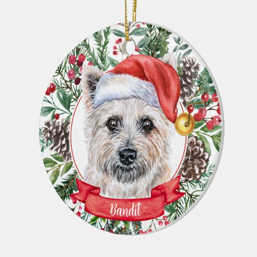 Caïro Terrier Custom Santa Dog kerstversiering Keramisch Ornament (Links)