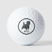 Caïro Terrier Cute Dog Silhouette Monogram Grid Golfballen (Voorkant)