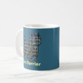Caïro Terrier Dog Grid Silhouette Blue Background Koffiemok (Voorkant links)