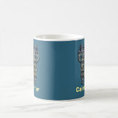 Caïro Terrier Dog Grid Silhouette Blue Background Koffiemok (Center)