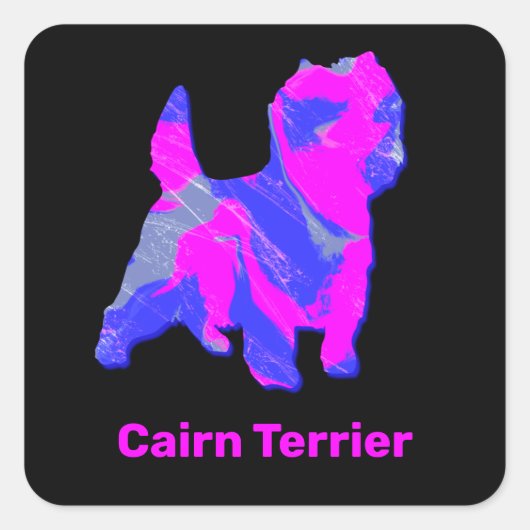 Caïro Terrier Dog Hot Pink & Blue Vierkante Sticker (Voorkant)