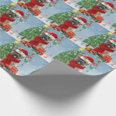 Caïro Terrier Dog in Snow met kerstcadeautjes Cadeaupapier (Hoek)