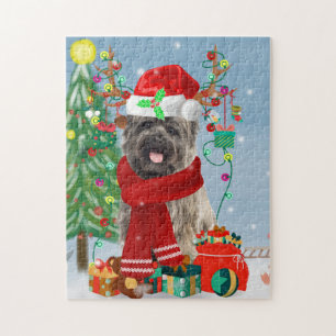 Caïro Terrier Dog in Snow met kerstcadeautjes Legpuzzel